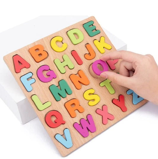 Colorful Educational Wooden Puzzle Alphabet & Number Toy for Kids