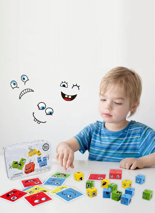 Emotion & Expression Cube Puzzle Brain-Building Toy for Kids